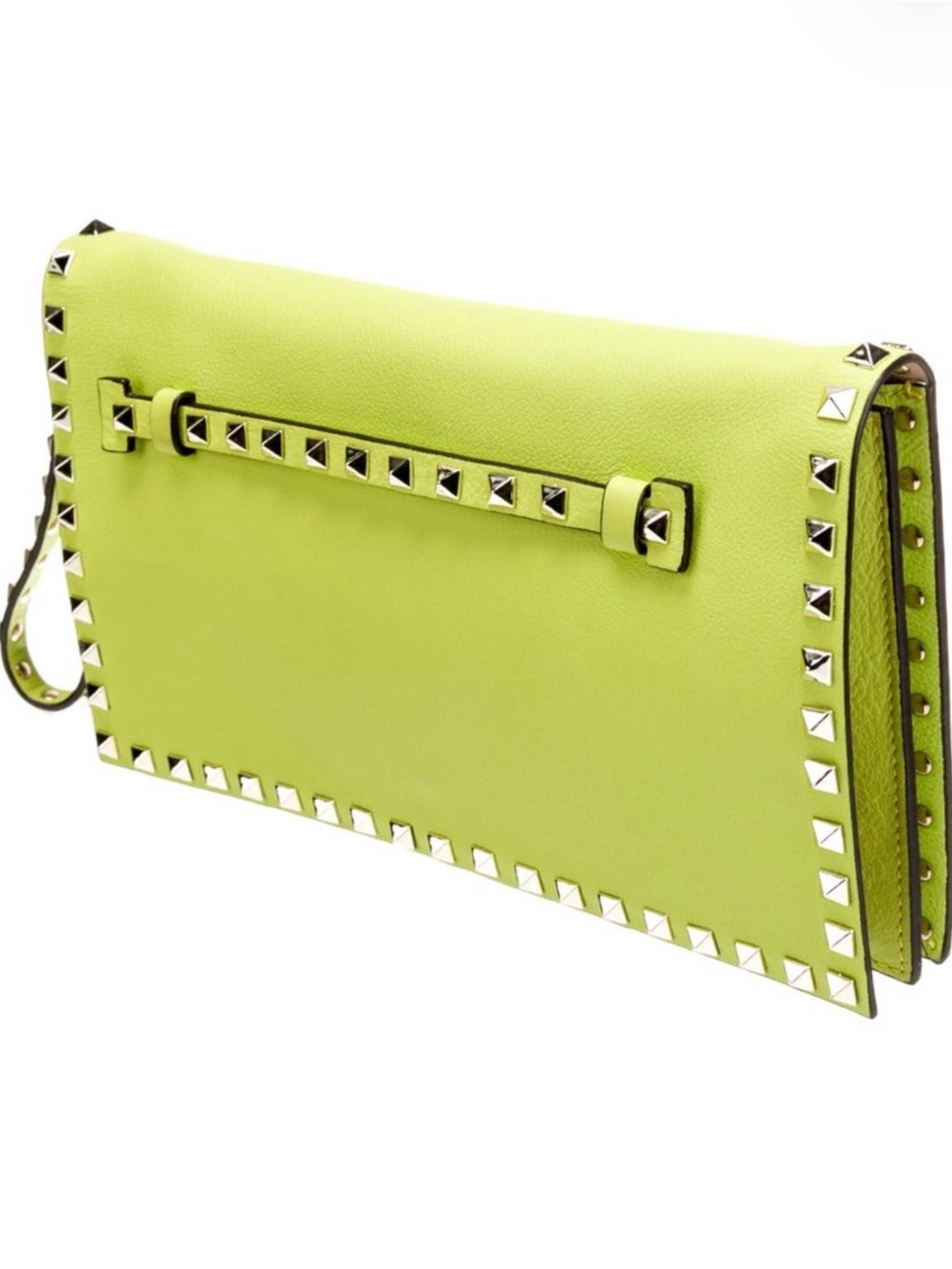 Lime Green Studded Valentino Clutch